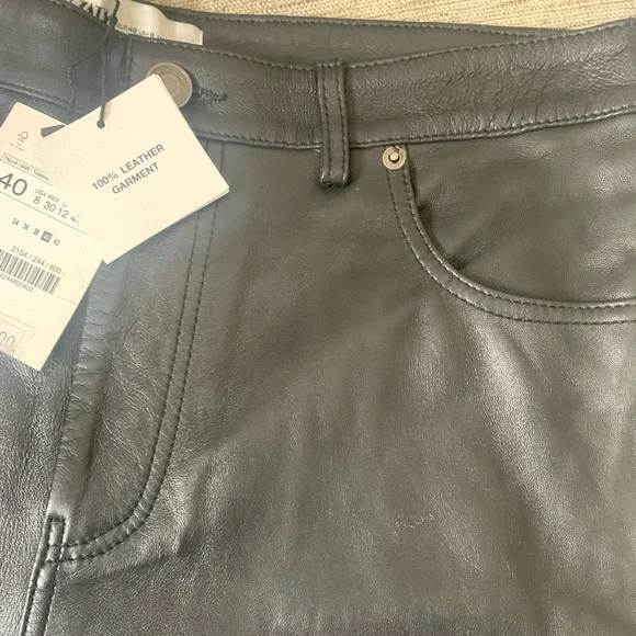 💫HP‼️💫 NWT ZARA 100% Sheep Leather Pants in Black - Limited Edition, Size 8 - Picture 8 of 8